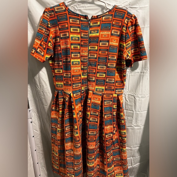 Lularoe Amelia dress. Rare cassette tape pattern, peach background - Picture 2 of 2